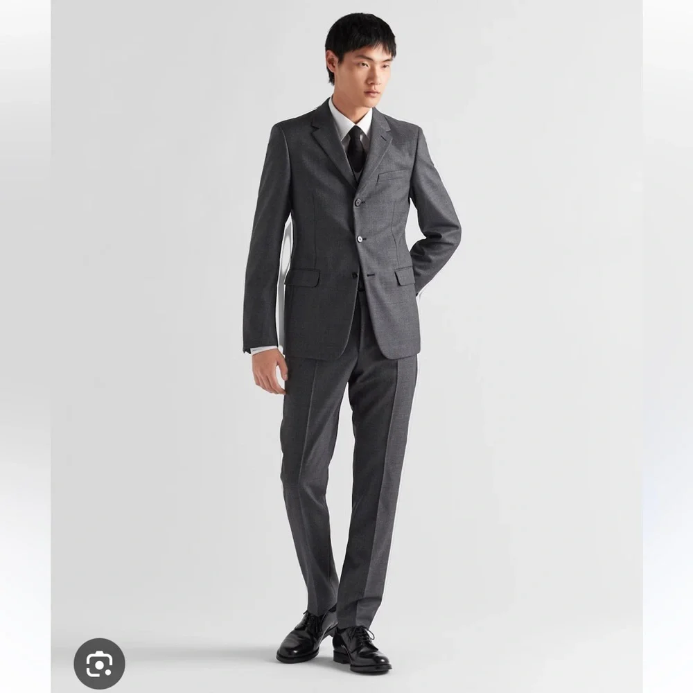 Prada Suit Men Grey Drop 8 100% Wool 54L